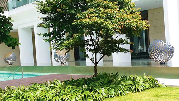 Esculturas contemporáneas Mantle para recinto de piscina en Singapur