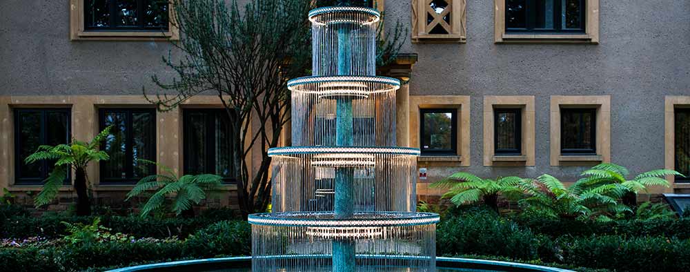 Four tiered outdoor fountain for company headquarters