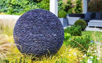 Garden Sphere in Black Stone or Slate